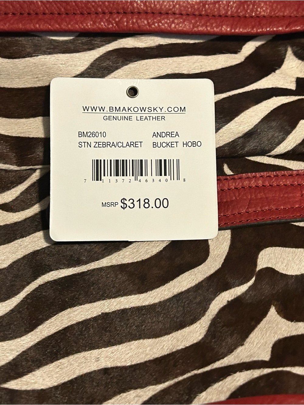 B. Markowsky, Zebra Print, Shoulder Bag - Picture 16 of 16